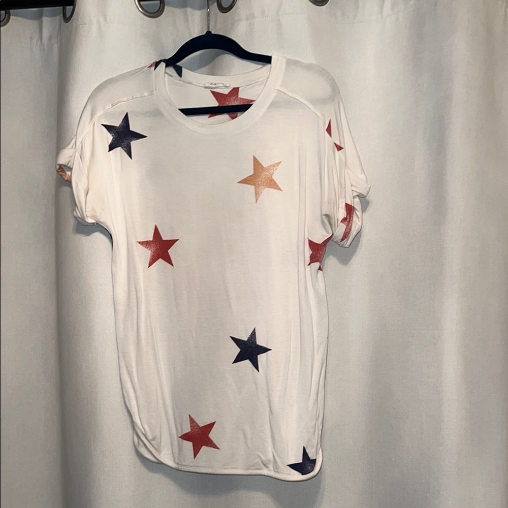 Star Print White T-Shirt